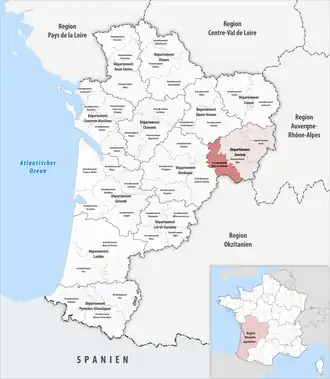Location within the region Nouvelle-Aquitaine