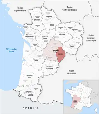 Location within the region Nouvelle-Aquitaine