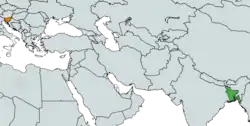 Map indicating locations of Bangladesh and Slovenia