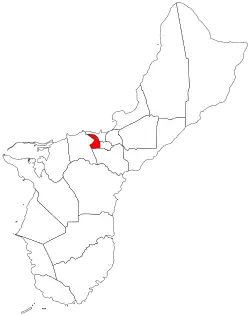 Location of Agana Heights within the Territory of Guam.