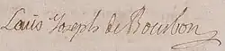 Louis Joseph de Bourbon's signature