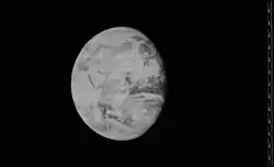 Image of the Earth taken by Lunar Orbiter 5, enhanced by LOIRP