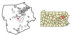Location of Nuangola in Luzerne County, Pennsylvania.