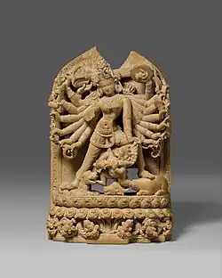 Durga killing the buffalo demon; c.1150; argilite; height: 13.5 cm; Metropolitan Museum of Art (New York City)[95]