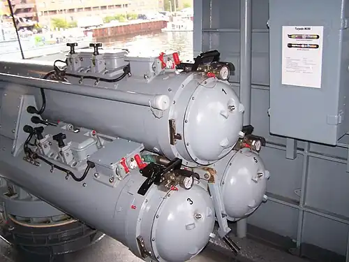 MU90 Impact triple launcher onboard F221 Hessen, a modern Sachsen-class frigate of the German Navy