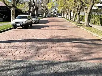 Brick-paved street on Madison St. north of Ninth Ave.