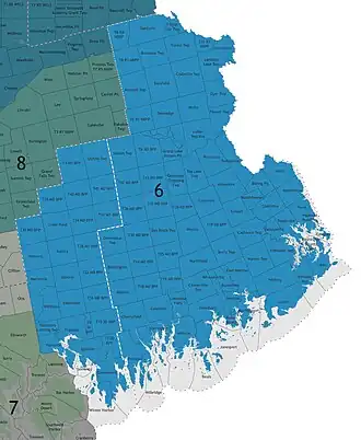 Map of Maine's 6th State Senate district