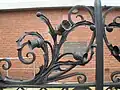 Scotch Thistle wrought iron gate and foundation stone laid 1905
