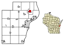 Location of Mishicot in Manitowoc County, Wisconsin