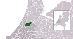 Highlighted position of Kaag en Braassem in a municipal map of South Holland