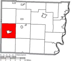 Location of Warren Township in Belmont County