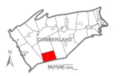 Map of Cumberland County, Pennsylvania highlighting Cooke Township