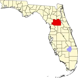 A state map highlighting Marion County in the corner part of the state. It is large in size.
