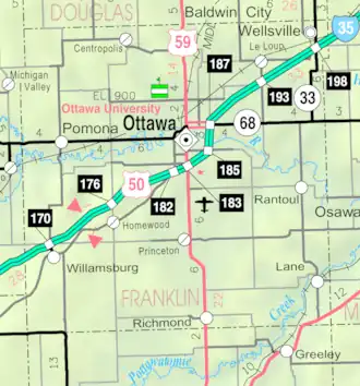 KDOT map of Franklin County (legend)