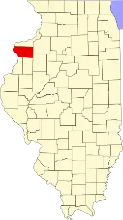 Map of Illinois highlighting Mercer County
