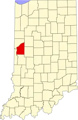 Fountain County's location in Indiana