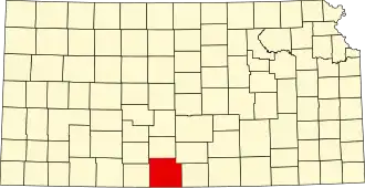 Map of Kansas highlighting Barber County