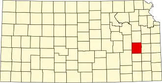 State map highlighting Coffey County