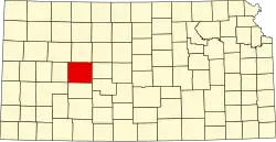 State map highlighting Ness County