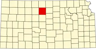 Map of Kansas highlighting Osborne County