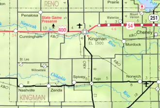 KDOT map of Kingman County (legend)