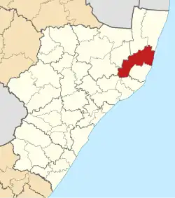 Map of KwaZulu-Natal with Big Five Hlabisa highlighted