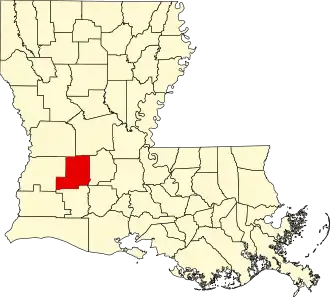 Map of Louisiana highlighting Allen Parish