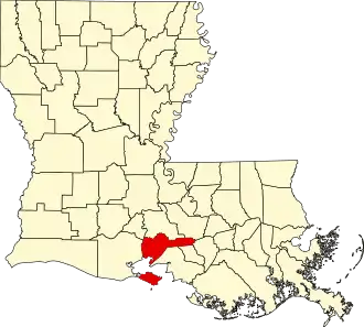 Map of Louisiana highlighting Iberia Parish