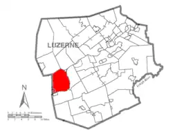 Map of Luzerne County highlighting Salem Township