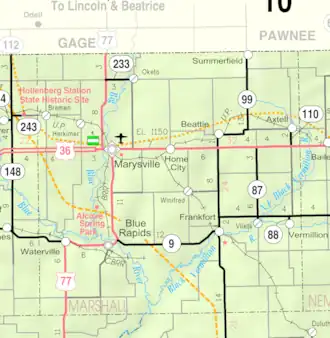 KDOT map of Marshall County (legend)