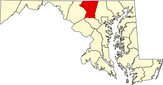 Map of Maryland highlighting Carroll County