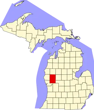 State map highlighting Newaygo County