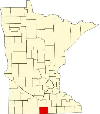 State map highlighting Faribault County