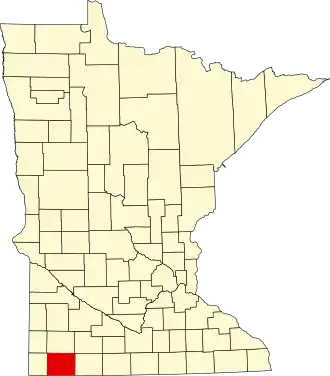 State map highlighting Nobles County