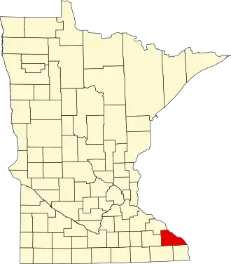 State map highlighting Winona County