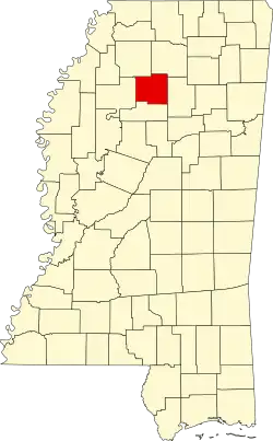 State map highlighting Yalobusha County