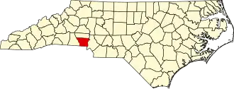 Map of North Carolina highlighting Gaston County