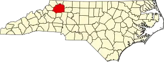 State map highlighting Wilkes County