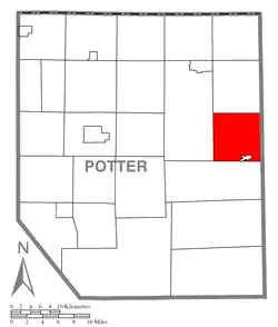 Map of Potter County, Pennsylvania highlighting Pike Township