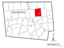 Map of Bradford County with Rome Township highlighted