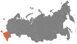 North Caucasus Economic Region on the map of Russia (including Crimea)