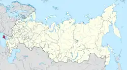 Location of the Republic of Crimea (Russia) (red) in Russia (light yellow)