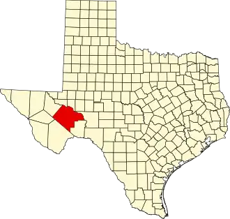 State map highlighting Pecos County