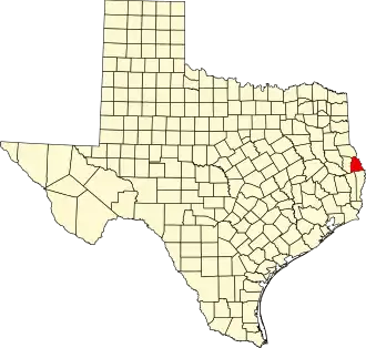 State map highlighting Sabine County