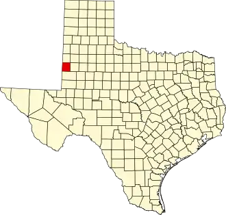 State map highlighting Yoakum County