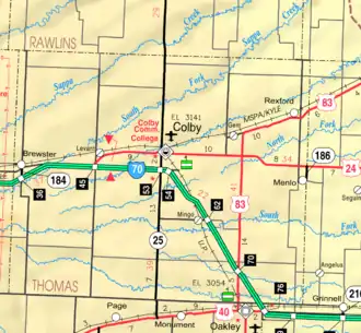 KDOT map of Thomas County (legend)
