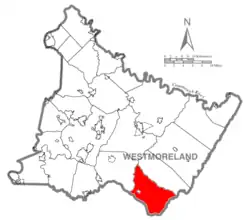 Map of Westmoreland County, Pennsylvania Highlighting Donegal Township