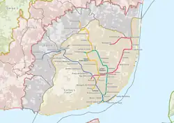 Lisbon Metro network in June 2016, after the Amadora Este–Reboleira segment of the Blue Line opened.