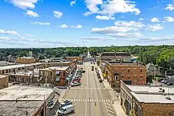 Aerial view of downtown Marengo from the north.