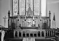 Church Altar prior to 1955 move, and installation of new stained glass windows.